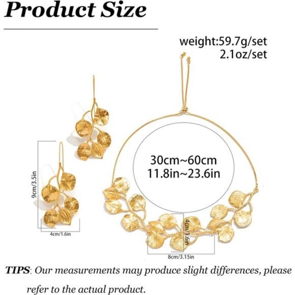 Gold Jewelry Sets for Women Necklace and Earring Set Dainty Big Floral motif - Picture 6 of 6